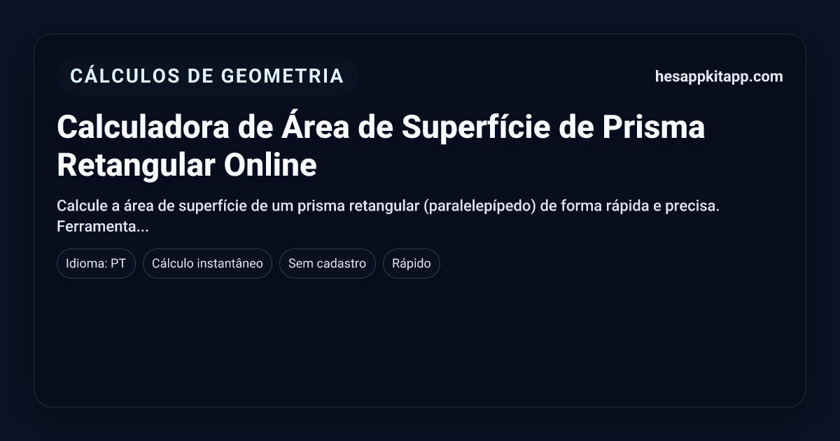 Calculadora de Área de Superfície de Prisma Retangular Online ...